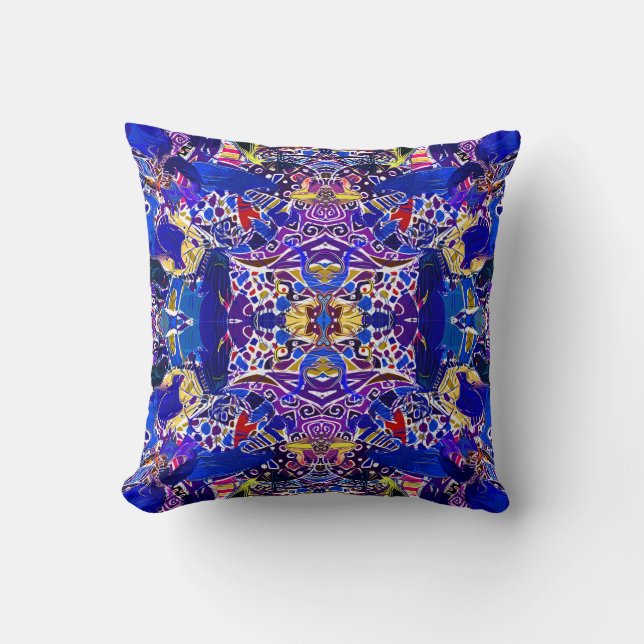 Cute blue abstract elements  cushion (Front)