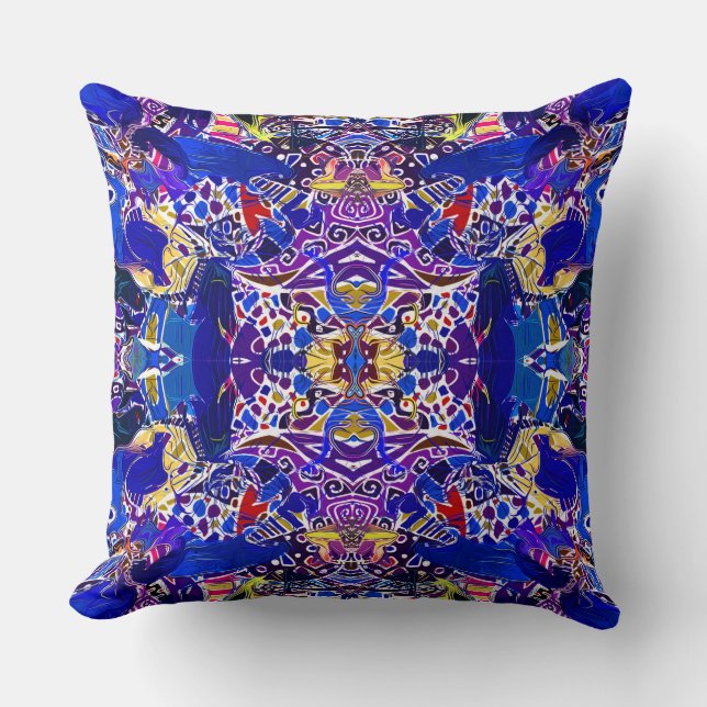Cute blue abstract elements  cushion (Front)