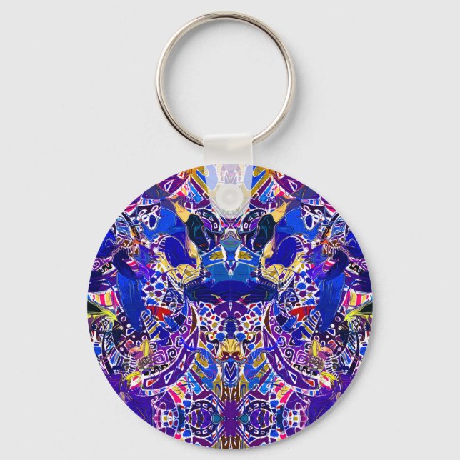 Cute blue abstract elements  key ring (Front)