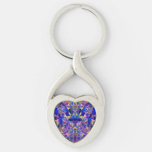 Cute blue abstract elements key ring