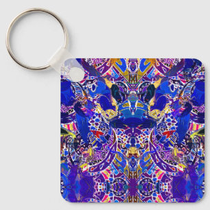Cute blue abstract elements key ring