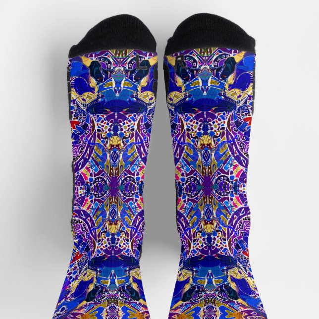 Cute blue abstract elements  socks (Top)