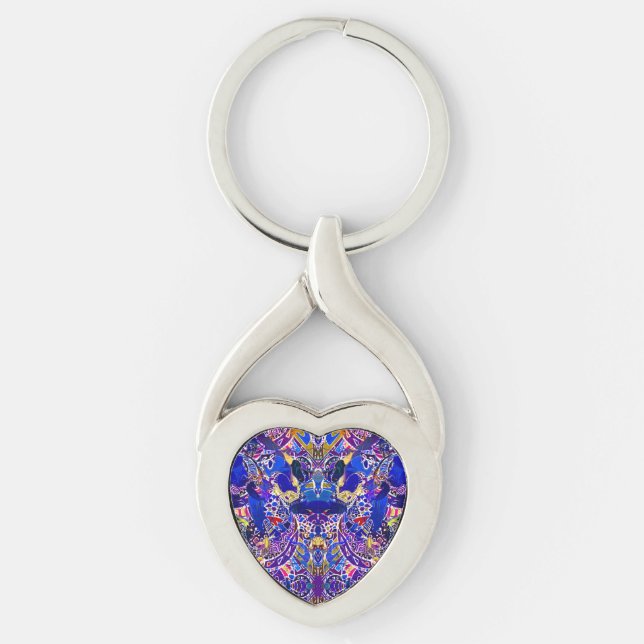 Cute blue abstract elements  throw pillow key ring (Front)
