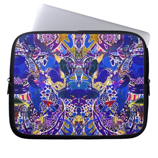 Cute blue abstract elements  throw pillow laptop sleeve (Front)