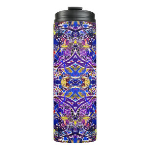 Cute blue abstract elements throw pillow thermal tumbler