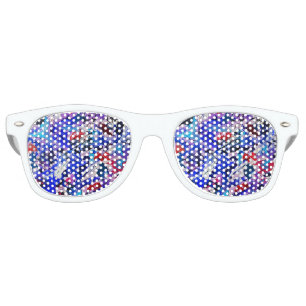 Cute blue abstract painting retro sunglasses