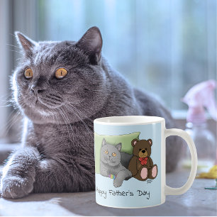 Cute Blue Adorable Grey Best Cat Dad Father’s Day Coffee Mug