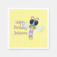 Cute blue and pink dragonfly cartoon illustration