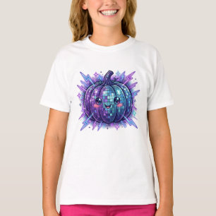 Cute Blue and Purple Disco Pumpkin Kids Shirt