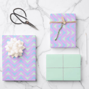 Cute Blue And Purple Geometric Triangles Pattern  Wrapping Paper Sheet