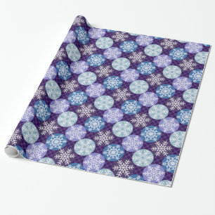 Cute Blue and Purple Snowflakes Christmas Pattern Wrapping Paper