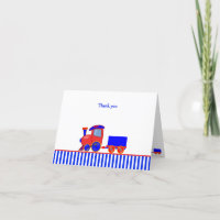 Cute Blue and Red Train Birthday Personalised Than