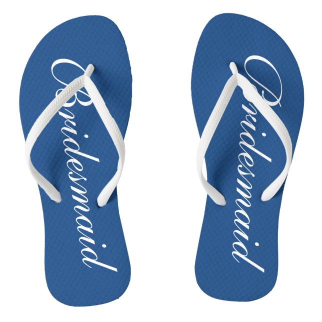 Cute blue and white bridesmaid wedding flip flops (Footbed)