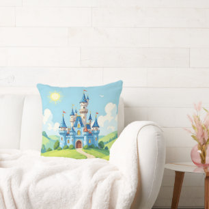 Cute blue and white castle cushion