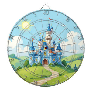 Cute blue and white castle dartboard
