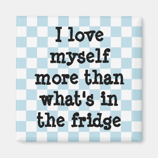 Cute blue and white chequerboard diet affirmation magnet