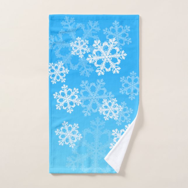 Cute blue and white Christmas snowflakes Hand Towel (Hand Towel)