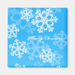 Cute blue and white Christmas snowflakes Magnet