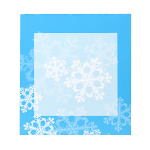 Cute blue and white Christmas snowflakes Notepad