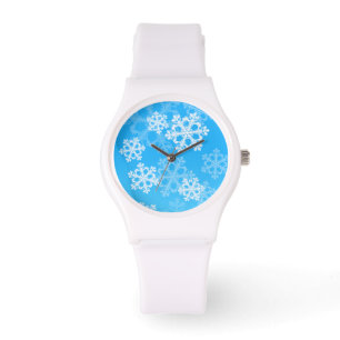 Cute blue and white Christmas snowflakes Watch