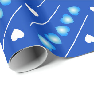 Cute Blue and White Hearts on Blue or Your Colour Wrapping Paper