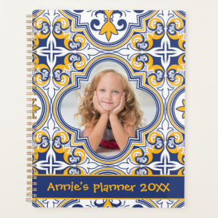 Cute blue and yellow Azulejos, custom photo Planner