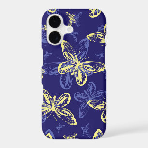 Cute Blue and Yellow Butterfly Illustrated Pattern