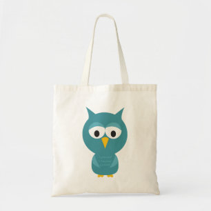 Cute Blue And Yellow Cartoon Owl Tote Bag