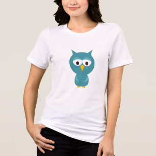 Cute Blue And Yellow Cartoon Owl Tri-Blend Shirt
