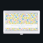 Cute Blue and Yellow Ditsy Floral Modern Custom Business Card Holder<br><div class="desc">Cute Blue and Yellow Ditsy Floral Modern Custom Business Card Case</div>