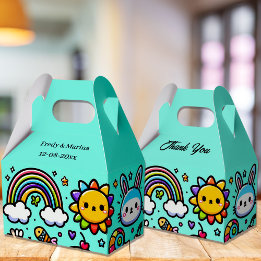 Cute Blue Animal Doodles Favour Box