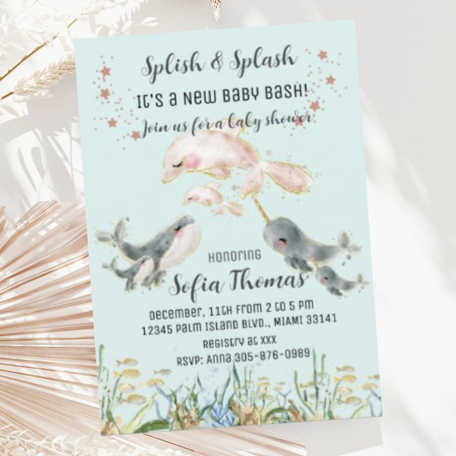 Cute Blue Animals Under the Sea Baby Shower Invitation (Creator Uploaded)