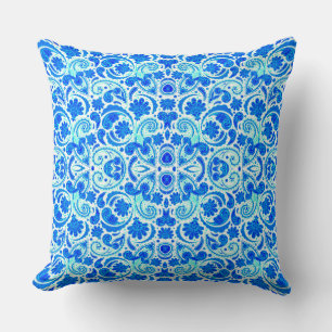 Cute blue aqua paisley patterns cushion