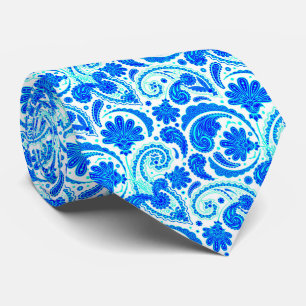 Cute blue aqua paisley patterns tie