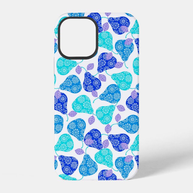 Cute blue aqua pear patterns iPhone case (Back)