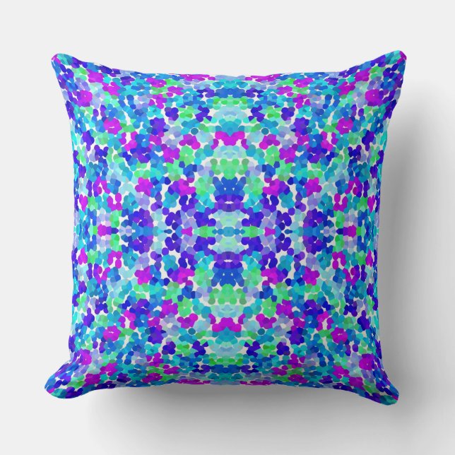 Cute blue aqua violet pinkies pattern cushion (Front)