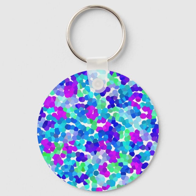 Cute blue aqua violet pinkies pattern luggage hand key ring (Front)