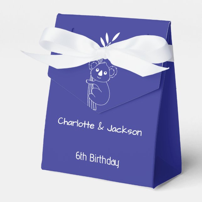 Cute Blue Australian Animals Birthday Party  Favour Box (Front Side)
