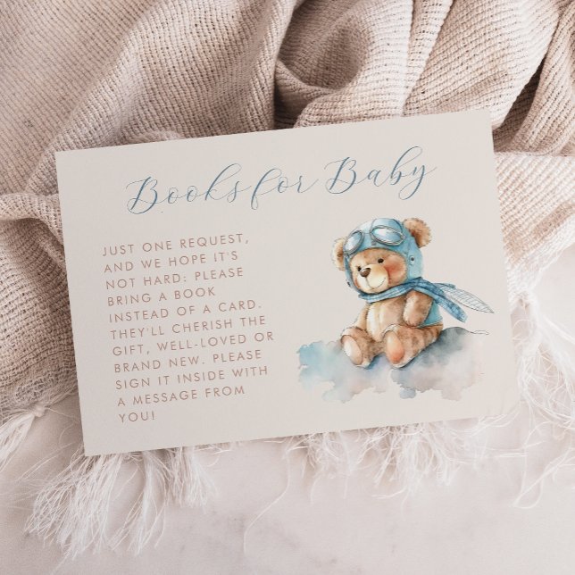 Cute Blue Aviator Teddy Bear Books for Baby Enclosure Card (Creator Uploaded)