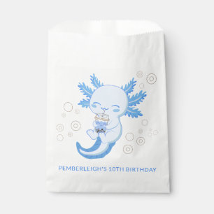 Cute Blue Axolotl Bubble Boba Tea Birthday Party Favour Bag