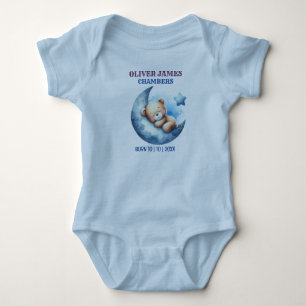 Cute Blue Baby Bear Crescent Moon Bodysuit