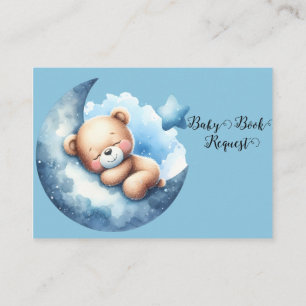 Cute Blue Baby Bear Crescent Moon Book Request Enclosure Card
