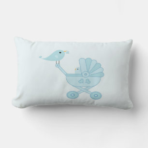 Cute Blue Baby Bird Lumbar Cushion