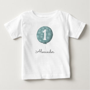 Cute Blue Baby Boy Balloon 1st Birthday  T-Shirt