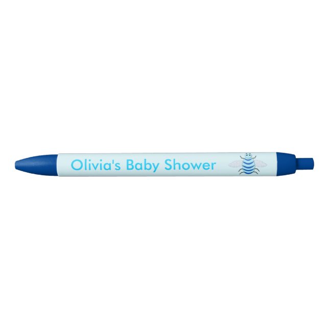 Cute Blue Baby Boy Bee Custom Baby Shower Blue Ink Pen (Front)