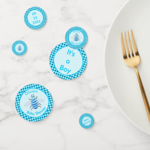 Cute Blue Baby Boy Bee Custom Baby Shower Confetti