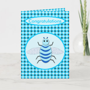 Cute Blue Baby Boy Bee Custom Card