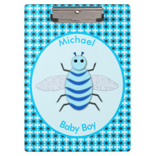 Cute Blue Baby Boy Bee Custom Clipboard