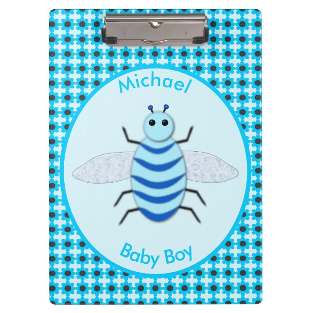 Cute Blue Baby Boy Bee Custom Clipboard (Front)