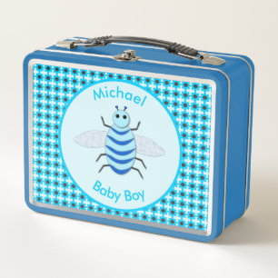 Cute Blue Baby Boy Bee Custom Metal Lunch Box